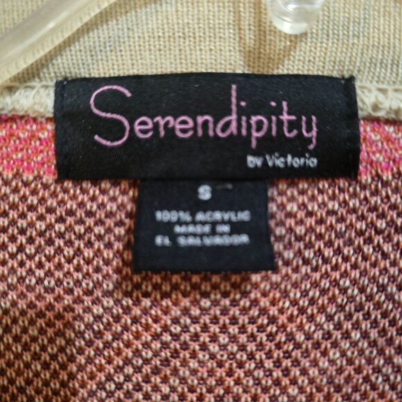 Serendipity By Victoria Southwestern Patterned Open Cardigan S 100% Acrylic - Picture 4 of 6